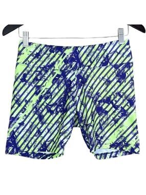 Marika Tek Athletic Bike Shorts Green Purple Stripe Size Medium